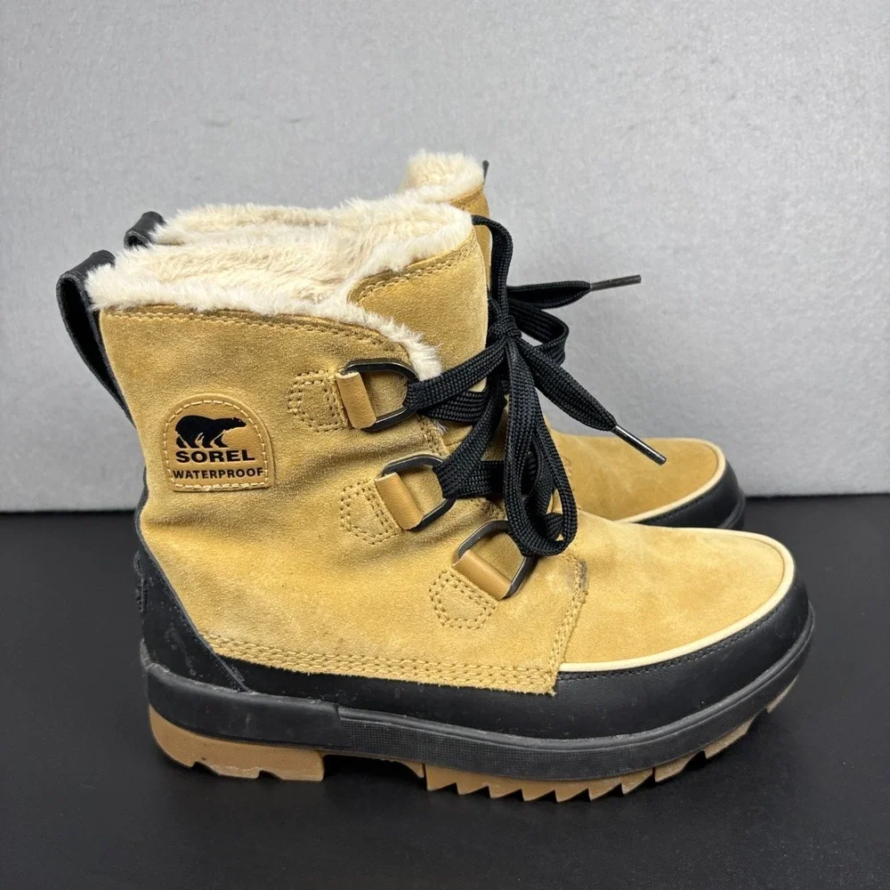 Sorel Tivoli IV Womens 8.5 Winter Boots Tan Suede Waterproof Snow Faux Fur